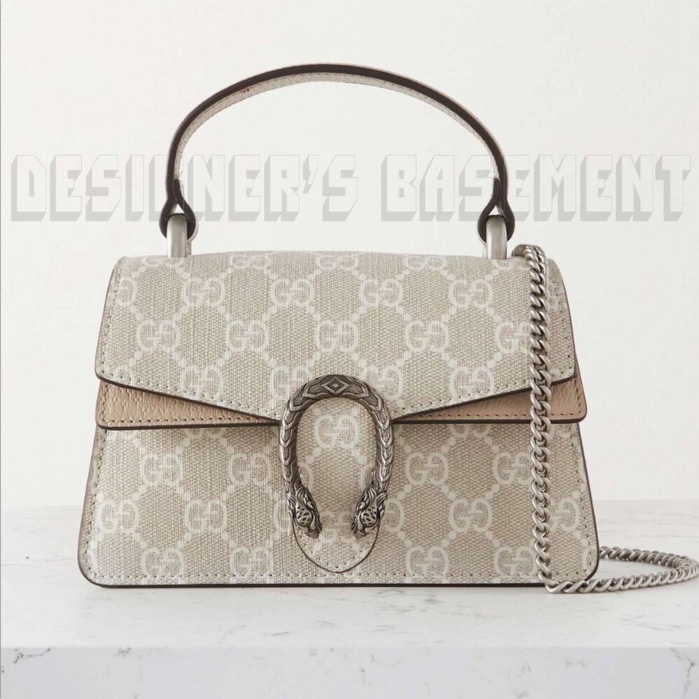 GUCCI off White Beige GG Supreme canvas Mini Dionysus Top Handle chain bag NIB🎁 - Picture 3 of 11